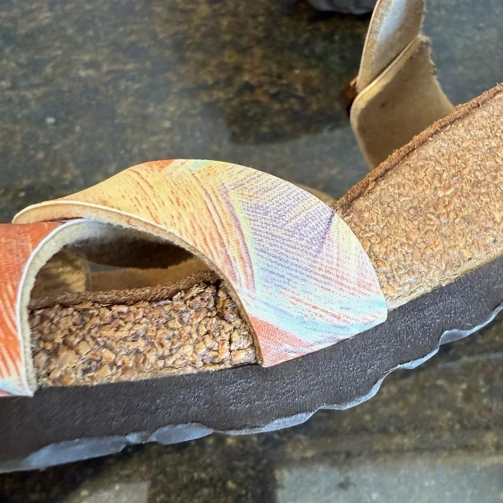 Papillio Birkenstock Tabora Multicolor Leather Sandals Women's 37 US 6